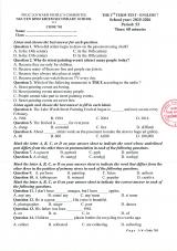 Đề thi Học kì 1 Tiếng Anh 7 năm 2025-2026 trường THCS Nguyễn Bỉnh Khiêm (Hà Nội)